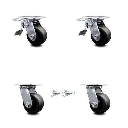 Service Caster 4 Inch Glass Filled Nylon Caster Set with Roller Bearings 2 Brakes 2 Swivel Lock SCC-TTL30S420-GFNR-2-BSL-2